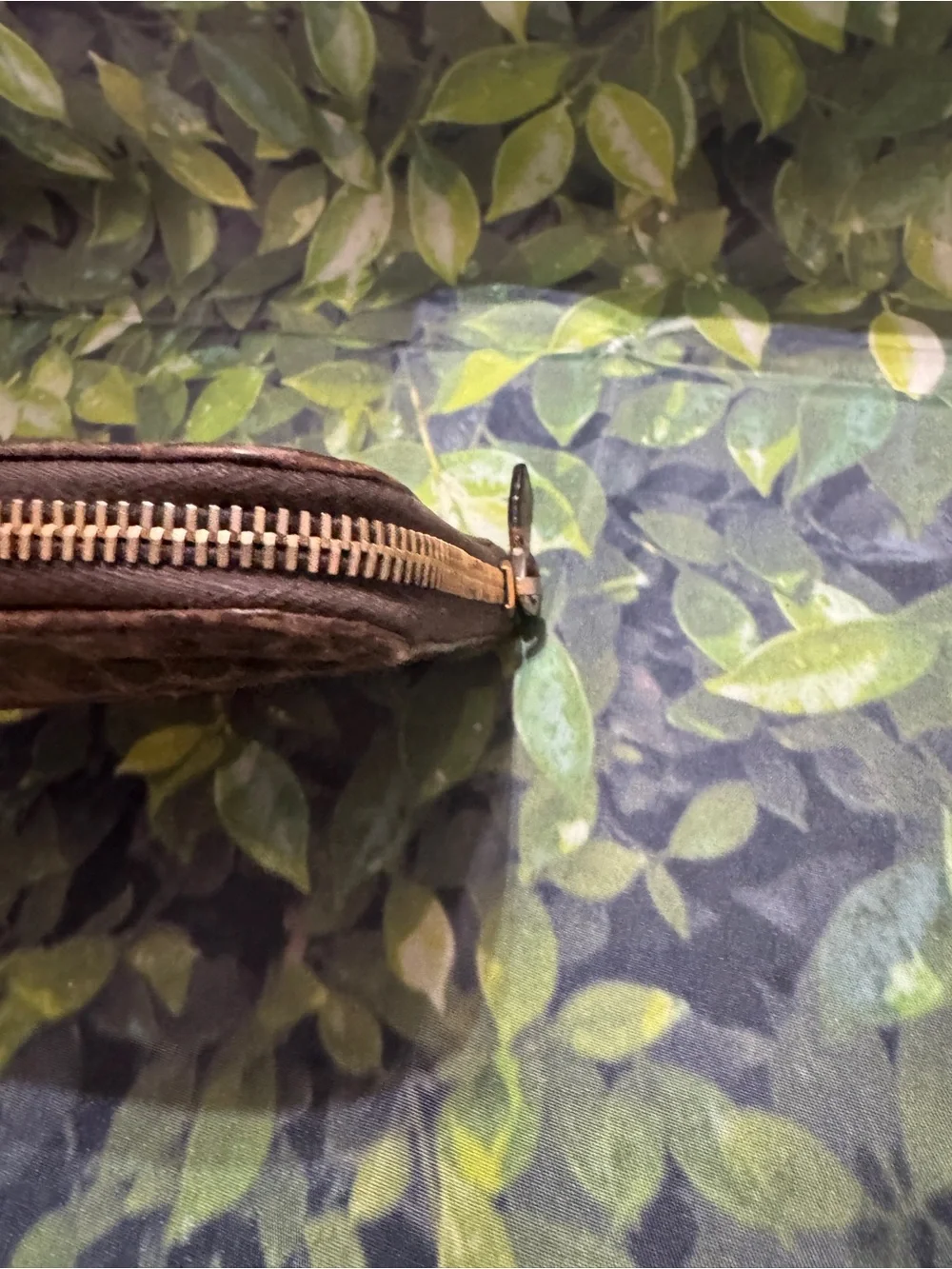 Miu Miu Dark Brown Croc-Embossed Zip Around Wallet with Gold Logo